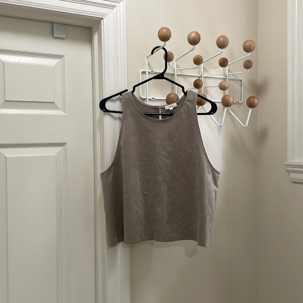 Women’s Sleeveless Taupe High-Neck Top
